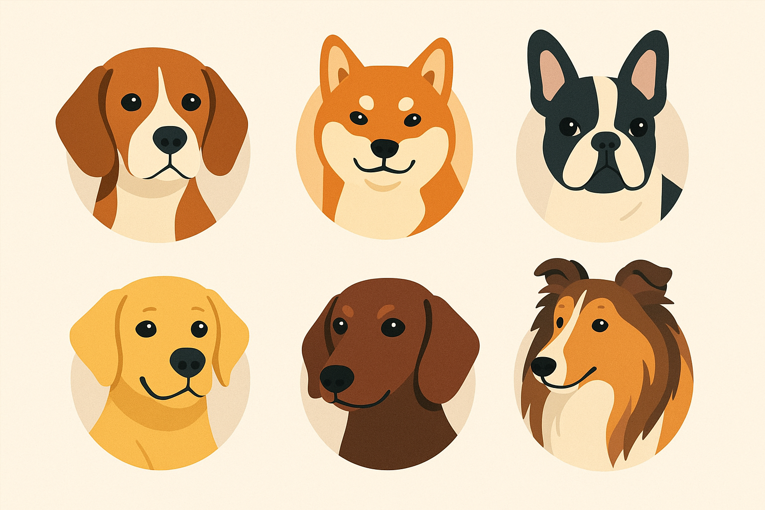 A selection of dog and cat breeds shown in a clean studio setting